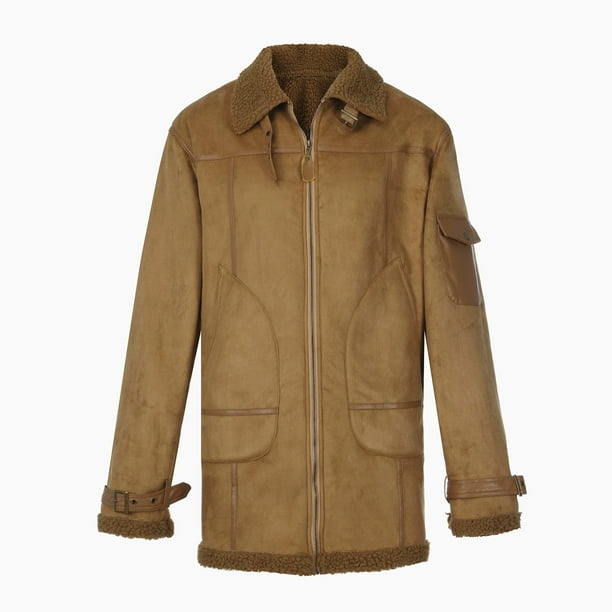 With Lapel Solid Men Windbreaker Color Jacket Mid-length Coat Suede Men's  Coats & Jackets Mens Hiking Clothes