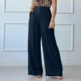 thumbnail image 2 of XuJwPNcy Palazzo Pants for Women Fashion Solid High Rise Trousers with Button Straight Wide Leg Lounge Pants, 2 of 7