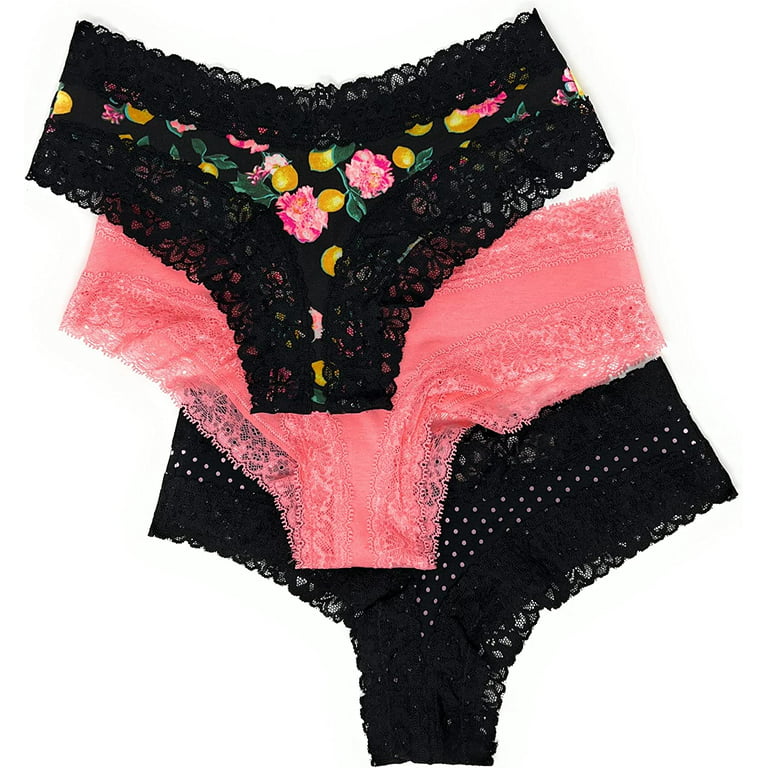 Victoria's Secret Lace Cheeky Panty Set of 3, Black Strawberries / Berry  Mini Dot / Brown Heart Leo, S: Buy Online at Best Price in Egypt - Souq is  now