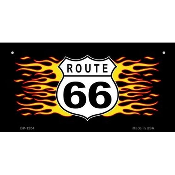 Smart Blonde BP-1254 3 x 6 in. RT 66 Flame Novelty Metal Bicycle Plate