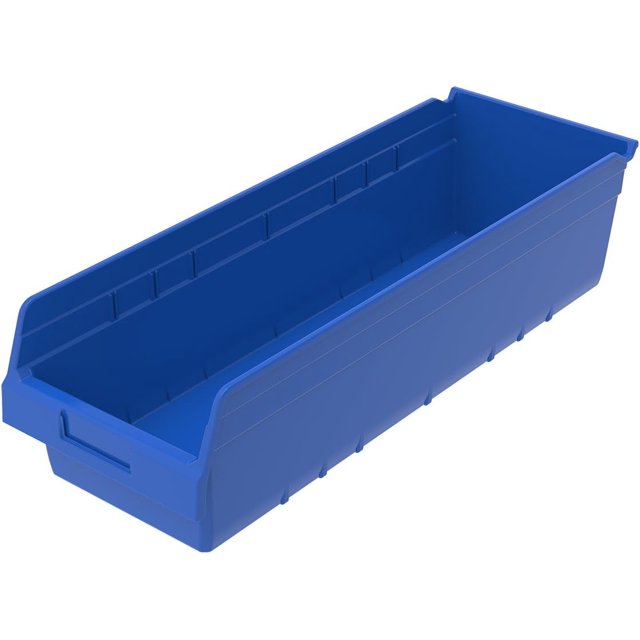 Akro-Mils 30084BLUE ShelfMax Plastic Nesting Shelf Bin Box, 23-5/8-Inch L x 8-3/8-Inch W x 6-Inch H, Blue, 6-Pack