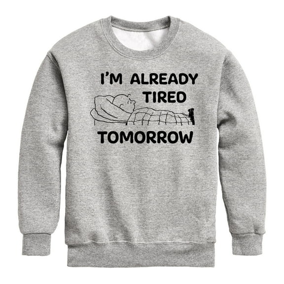 Peanuts - Tired Tomorrow - Toddler & Youth Crewneck Fleece Sweatshirt