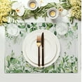 thumbnail image 3 of Sage Green Leaf Placemats Set of 4 Eucalyptus Leaves Place Mats 12×18 Inch Spring Summer Rustic Vintage Farmhouse Washable Linen Fabric Table Mats for Party Kitchen Dining Outdoor Indoor Decor, 3 of 7