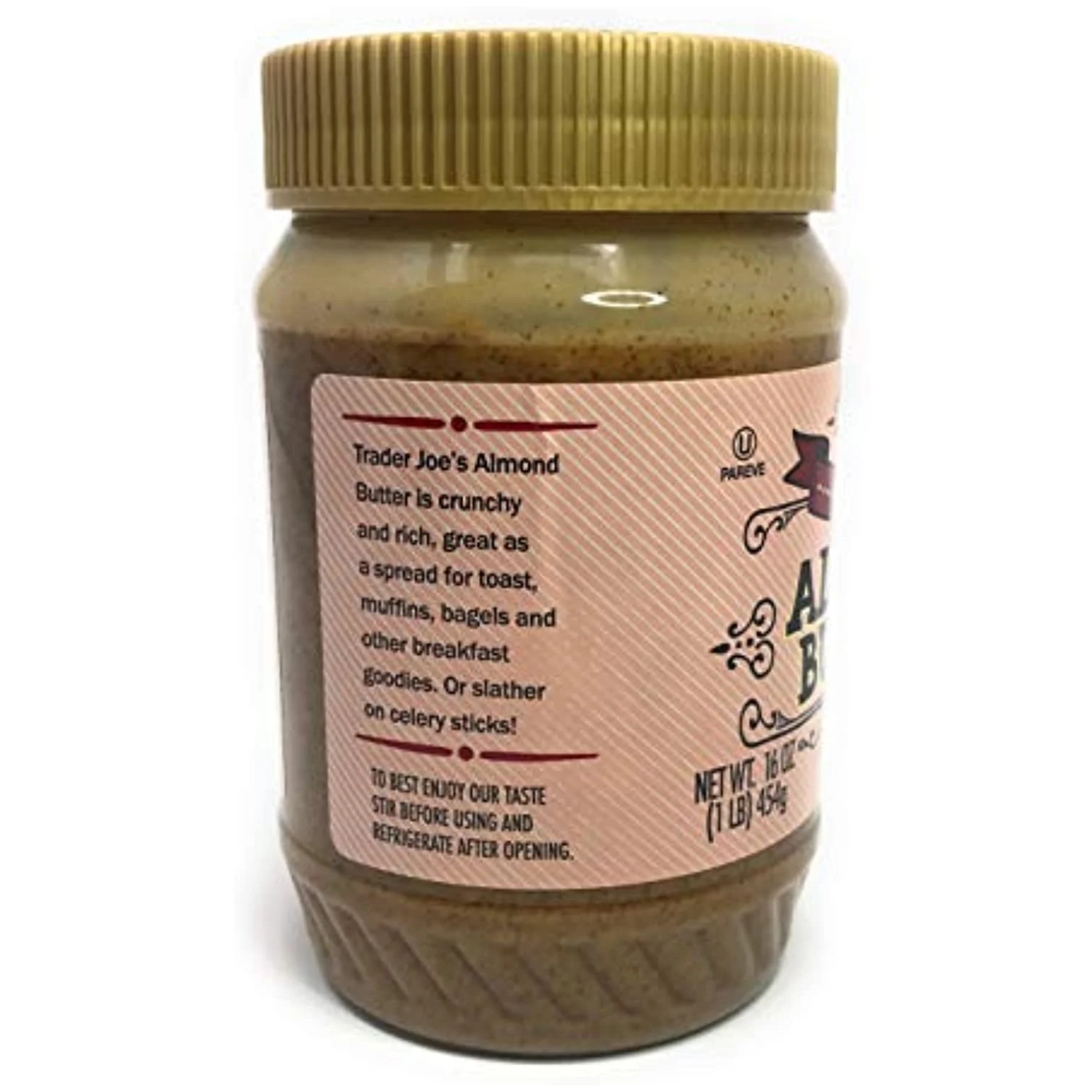 Trader Joes Crunchy No Salt Almond Butter, 16 oz  Pack of 2