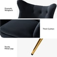 thumbnail image 3 of Velvet Accent Chairs Set of 2 Wingback Lounge Armchairs Sofa Upholstered Tufted Golden Leg Home Living Room Black, 3 of 7