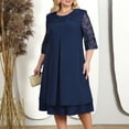thumbnail image 2 of Huresd Mother of The Bride Dress Two Piece Plus Size Formal Evening Party Dress with Lace Jacket Outfits Navy 2XL, 2 of 4