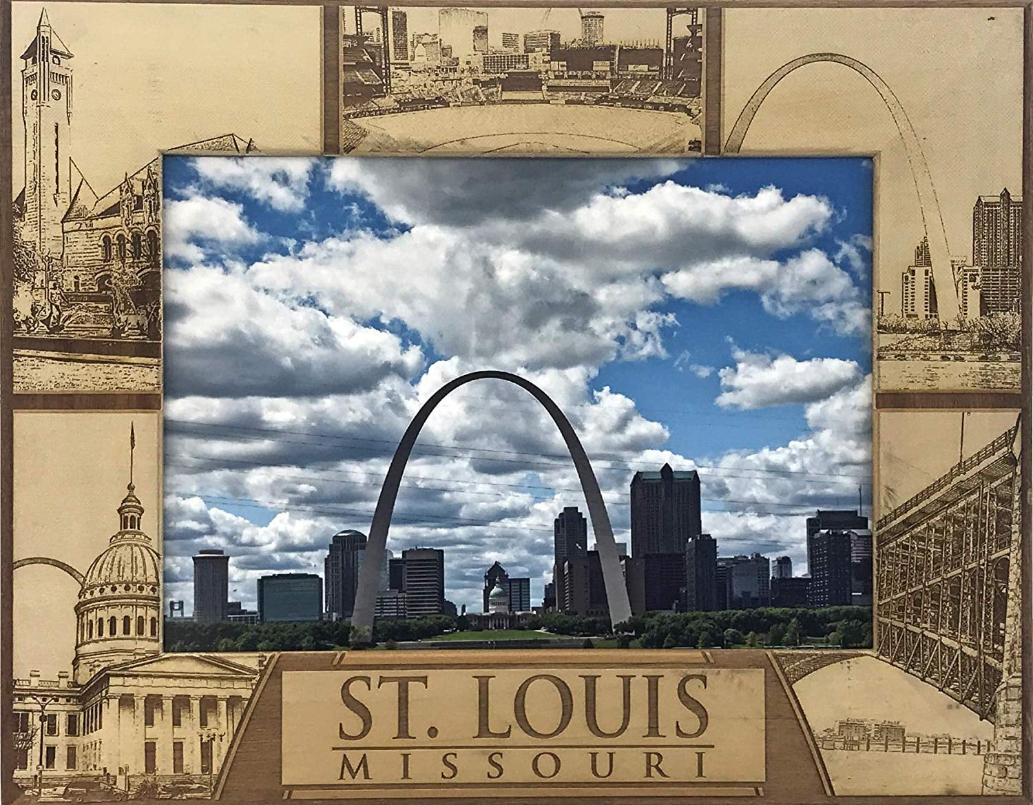 St Louis Missouri Laser Engraved Wood Picture Frame 5 x 7 