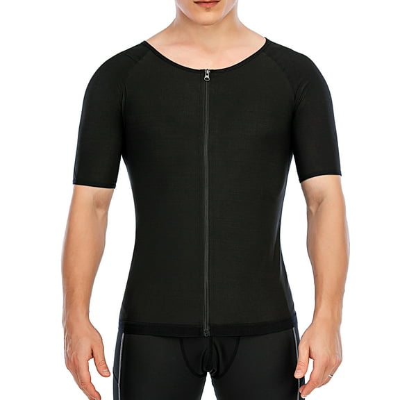 SHCKE Men Waist Trainer Vest Hot Tank Top Weight Loss Shapewear Zipper Sauna Sweat Body Shaper Workout Shirt
