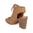 thumbnail image 3 of New Women Soda Quince-S Leatherette Peep Toe Lace Up Slingback Chunky Heel Mule, 3 of 5