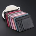 thumbnail image 3 of (pink + rose red) Slim Card Holder Wallet RFID Blocking Leather Zipper Coin Purse Keychain Card Wallet, 3 of 5