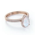thumbnail image 3 of JeenMata Anillo de Bodas Antiguo de 1,5 Uds con Forma de Pera de Ópalo de Fuego y Moissanita Engastado en Oro Rosa de 18 K sobre Plata, 3 of 9