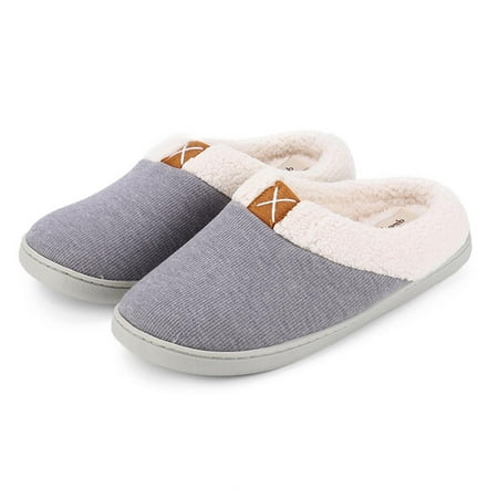 

Womens Mens Slippers Memory Foam Comfort Fuzzy Plush Lining Slip On House Shoes Indoor Outdoor