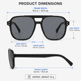thumbnail image 6 of 5.5 in Retro Y2K Aviator Sunglasses, UV400 Square Double Bridge Shades for Women and Men, Lightweight Fashion Eyewear for Travel and Outdoor Wear, 6 of 9