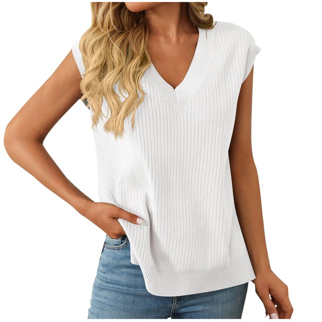 Timegard Womens Tank Top V Neck Cap Sleeve Comfy Loose Knit Tee Shirts Side Split Solid Color Summer