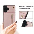 thumbnail image 5 of Dteck for iPhone 16 Plus Case, Shockproof Magnetic Protective Zipper Pocket Purse Handbag Shoulder Strap Stylish Protective Cover, Rosegold, 5 of 6