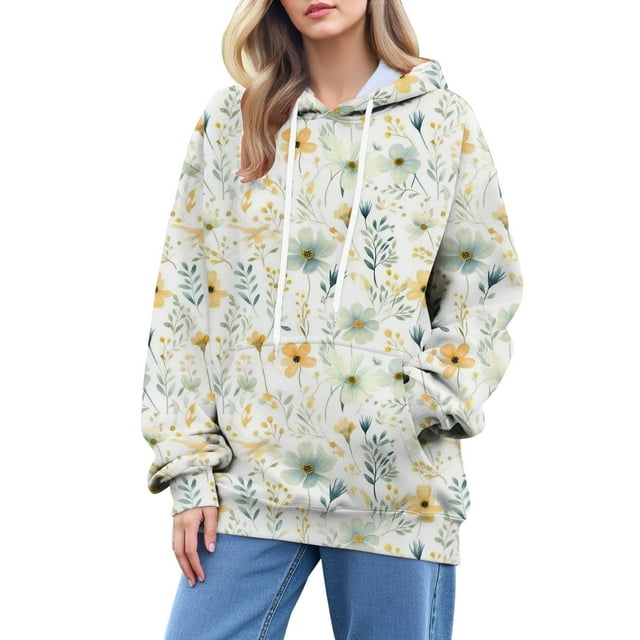 WZXFASHION Chandail à Capuchon Décontracté pour Femmes à Imprimé de Lettres avec Cordon de Serrage Rabais de 50 % Liquidation Chandail Léger à Enfiler