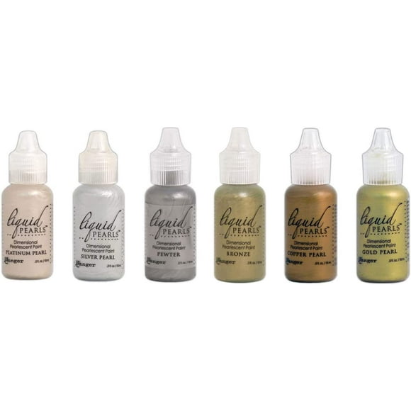 Ranger Liquid Pearls - Dimensional Pearlescent Paint, Set of Six Colors Bundle (More Metals)