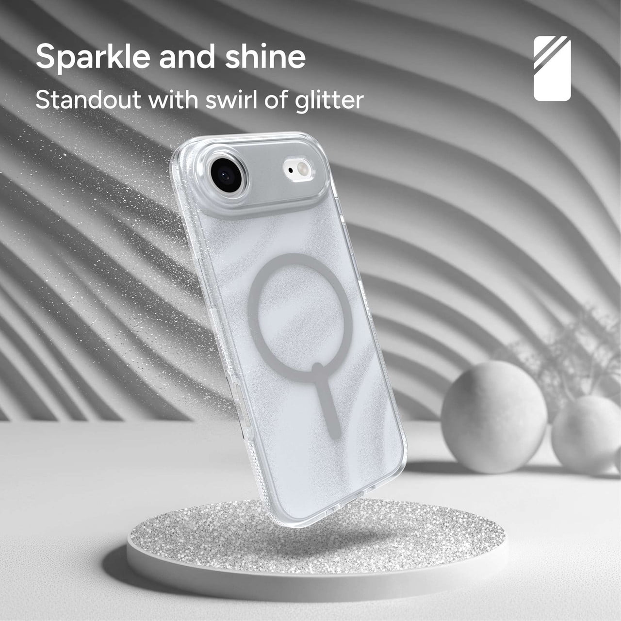 ZAGG Milan Snap Case For iPhone Air - Pink Glimmering Wave Graphene Strengthened Phone Case with Drop Protection (13ft/4m) Textured Edges & Sparkle Design MagSafe Charging Compatible