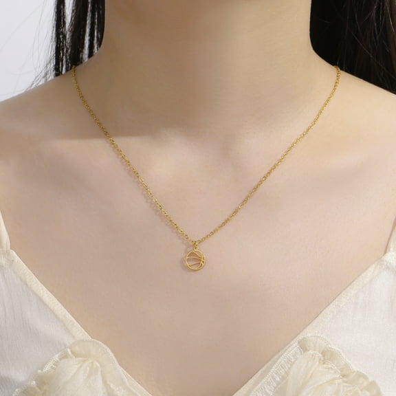 Fashion Ball Necklace 14K Yellow Gold Basketball Charm Pendant Necklaces For Women Men Sports Jewelry Party Gifts