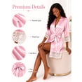 thumbnail image 6 of DAKIMOE Silk Satin Robes for Women Short Lace Trim Womens Robe Bride Bridesmaid Party 3/4 Sleeve Sexy Short Bath Robe Comfy Sleepwear Loungewear Nightwear, Lace Pink, M, 6 of 9