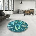 thumbnail image 3 of Ahgly Company Indoor Round Patterned MediumTurquoise Green Area Rugs, 7' Round, 3 of 6