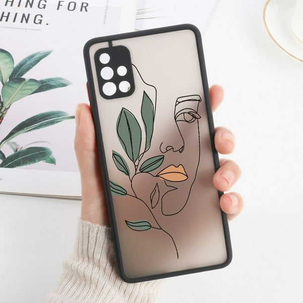 Funda de línea facial abstracta para Samsung, Fundas mate para Galaxy A73, A53, A33, A13, A52, A52s, 5G, A51, A12, A32, A21S, A22, A72, A71, A31, A42 Fivean unisex