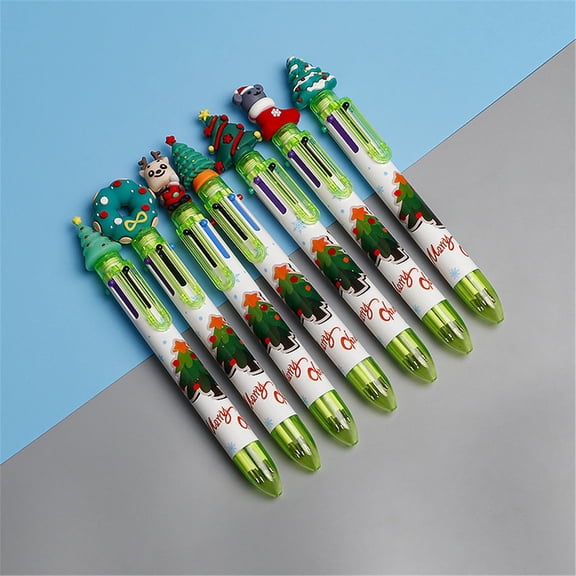 Fmlxio Pens Pen Ink Pens Ballpoint 7PC Christmas Gift Color Pen Christmas Pen Christmas Tree Cute Color Push Ballpoint Pen 5ml on Clearance