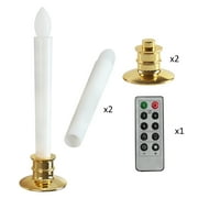 StarQualityBargain 2Pack Flameless Taper Candles with Remote, 8 LED Fake Electric Candlesticks,Battery Operated 3D Flickering Window Candles,Gold