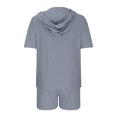 thumbnail image 6 of BLVB Women's 2 Piece Summer Outfits Casual Short Sleeve Hoodie Tops and Drawstring Shorts Lounge Sets Tracksuit, 6 of 6