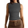 thumbnail image 3 of Tank Tops for Women Summer Boat Neck Sleeveless Casual Basic Ribbed Slim Fitted Shirts Black L, 3 of 10