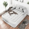 thumbnail image 2 of Single Air Mattress With Built In Pump Headboard, 19 Raised Comfort Inflatable Mattress, Quiet Surface Portable Blow Up Bed, Air Bed For Home & Camping & Guests, Light grey, 2 of 9