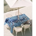 thumbnail image 3 of 54x80 Inch Outdoor Tablecloth with Umbrella Hole Zipper Rectangle Octopus Rectangular Tablecloths Outside Waterproof Blue Ocean Coastal Starfish Shell Coral Retro Patio Table Cover for Picnic Party, 3 of 8