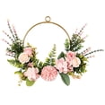 thumbnail image 2 of Veeogra Artificial Floral Front Door Wreath,14" Pink Rose Hydrangea Ring Wreath,Farmhouse Handmade Floral Decor,Spring Summer Wreaths,Wedding Festival Holiday Decor,Outdoor Wreaths For Front Door, 2 of 9