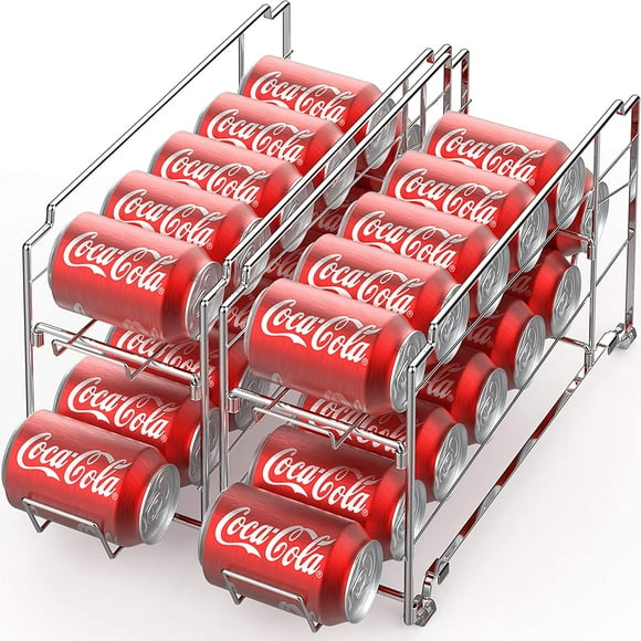 2 Pack - SimpleHouseware Stackable Front Loading Beverage Can Dispenser Rack, Chrome