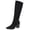 Black Boots for Women, variant on hopeusnice Women Knee High Stretch Boots With Pointed Toe Chunky Heel Suede Upper Pull On Design For Fashion And Evening Occasions Black 36