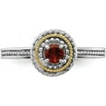 thumbnail image 4 of Solid Sterling Silver & 14k Two-Tone Gold Stackable Expressions Sterling Silver Garnet Ring - Ring Size 6.0, 4 of 8