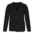 thumbnail image 4 of RYDCOT Men's Thickened Solid Color Knitted Sweater Fall and Winter Lapel Collar Single-Breasted Warm Cardigan Jacket Black, 4 of 6