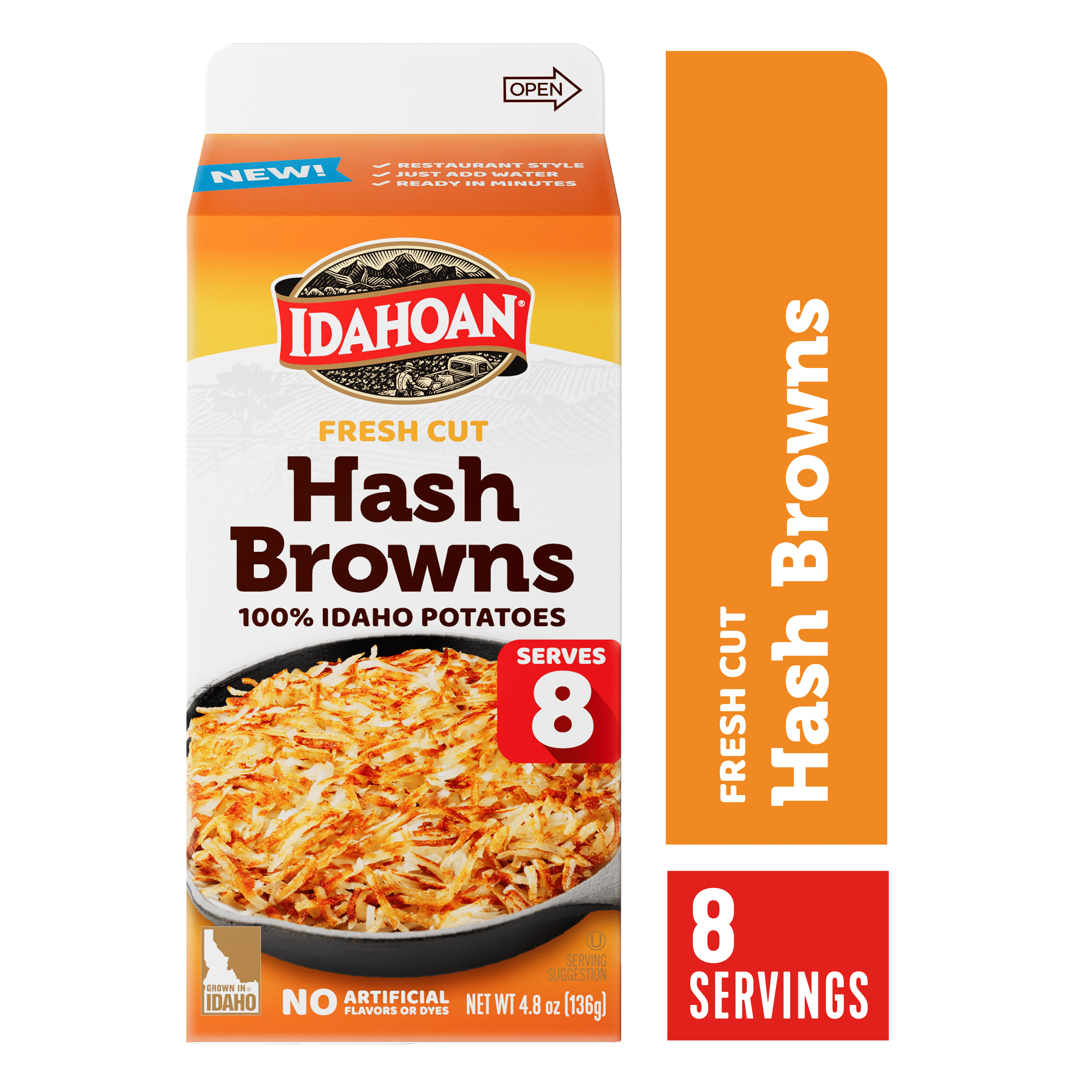 (8 pack) Idahoan Fresh Cut Hash Browns, 8 servings, 4.8 oz