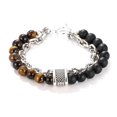 thumbnail image 2 of Pulsera de cuentas de piedra de ojo de tigre YONGSHENG para hombre cadena de eslabones negros de aleación, 2 of 5