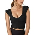 thumbnail image 1 of Sujetador deportivo largo acolchado para mujer - Top de entrenamiento de yoga con aberturas, camiseta sin mangas con tirantes para gimnasio, 1 of 5