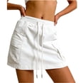 thumbnail image 1 of Cargo Skorts For Women With Pockets Drawstring Athletic Skirts Matching Shorts Underneath Golf Sweat Skirt, 2XL, 1 of 4
