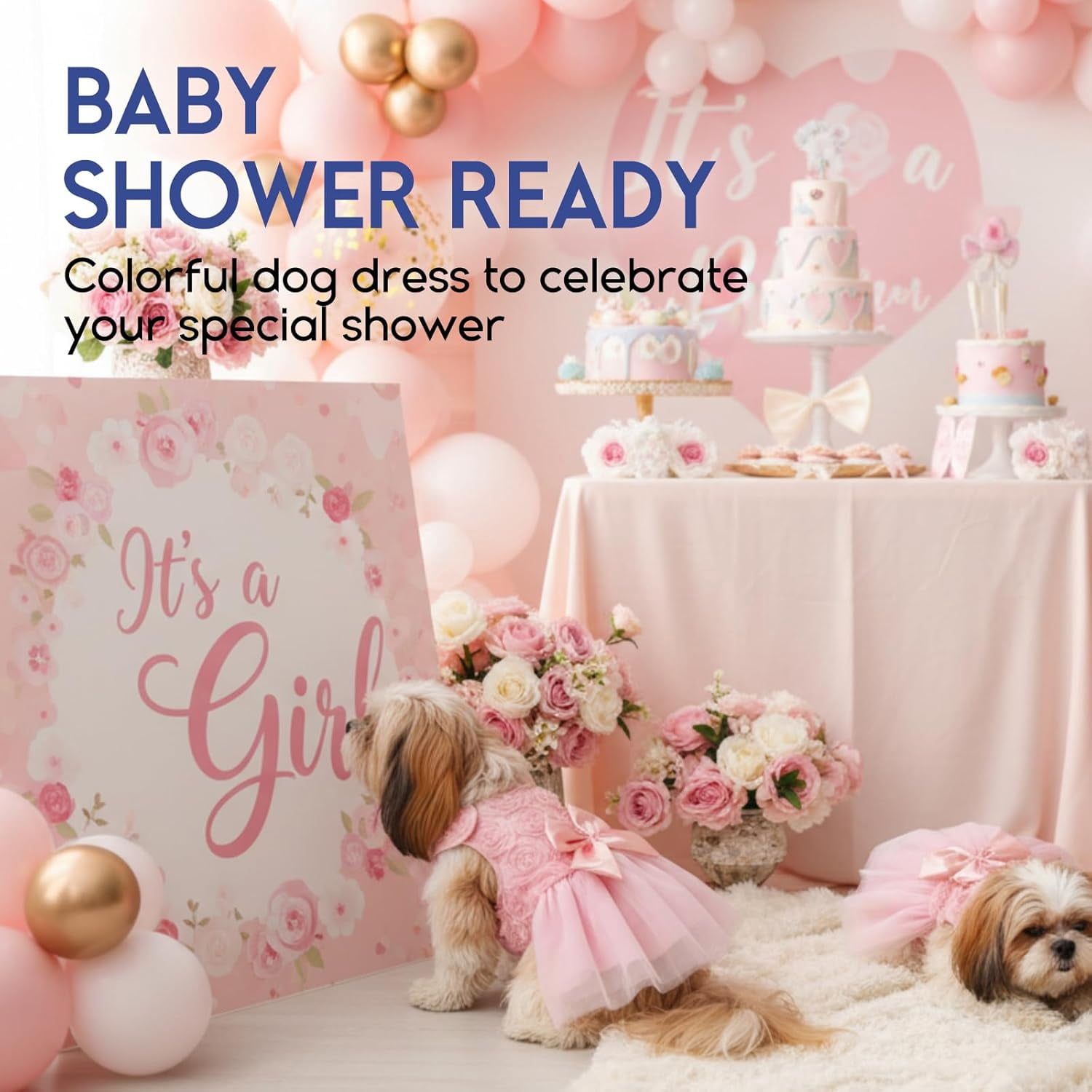 Petbb Dog Dress Pet Wedding Dress Princess Lace Puppy Birthday Party Outfit Formal Apparel Girl for Small Medium Dogs Cats (Small, Pink)