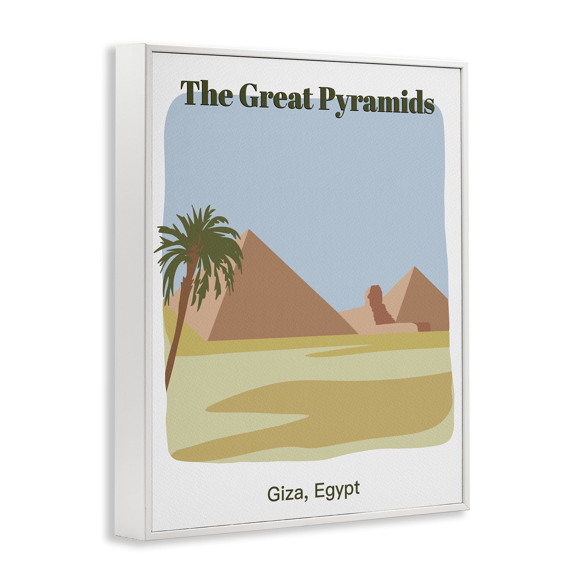 Stupell Industries Great Pyramids Architecture Town & City Painting White Framed Art Print Wall Art, 16 x 20