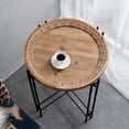 thumbnail image 4 of Tcbosik 21.5" Round Sofa Side Table, Rustic End Table with Wood Top and Metal Frame for Small Space, Living Room, Bedroom, Black & Brown, 4 of 8