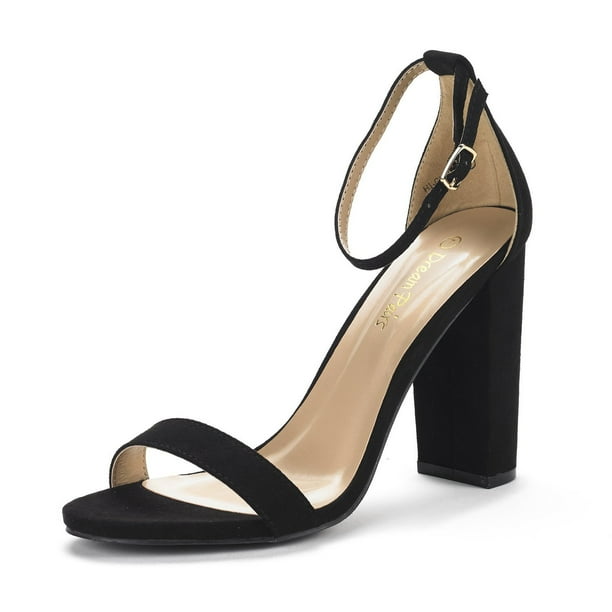 Dream Pairs Dream Pairs Women Ankle Strap Open Toe Chunky High Heel Sandals Wedding Party Heel Shoes Hi Chunk Black Suede Size 7 Walmart Com Walmart Com
