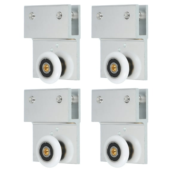 26mm Frameless Sliding Shower Door Roller Replacement, Flat Edge Shower Door Wheels for 8-10mm Silver 4 Pcs