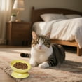 thumbnail image 4 of Elevated Cat Bowls Set – 6.1" Wide Ceramic Raised Cat Food & Water Bowls – 15° Tilted Whisker-Friendly Design – Dishwasher & Microwave Safe – Ideal for Indoor Cats & Small Dogs (Yellow, Durable Gift), 4 of 6