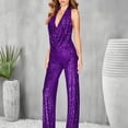 thumbnail image 6 of Ankishi Halter Jumpsuits for Women Deep V Cowl Neck Sequin Jumpsuits Sexy Shiny Overalls Pants for Daily Wear Dating Party, 6 of 7