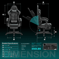 thumbnail image 6 of Soontrans Massage Gaming Chair with Footrest, Ergonomic Leather Office Chair with Lumbar Support & Headrest, Black, 6 of 8