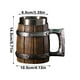thumbnail image 3 of Jarra de Cerveza de Acero Inoxidable | Diseño de Barril de Gran Capacidad (600 Ml) | Estilo Vintage Imitación Madera | Vaso de Pie para Cerveza y Café, 3 of 6